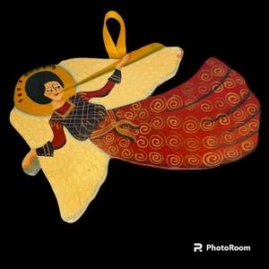 Handpainted Flying Angel on Wood Oma's Originals Folk Art Christmas